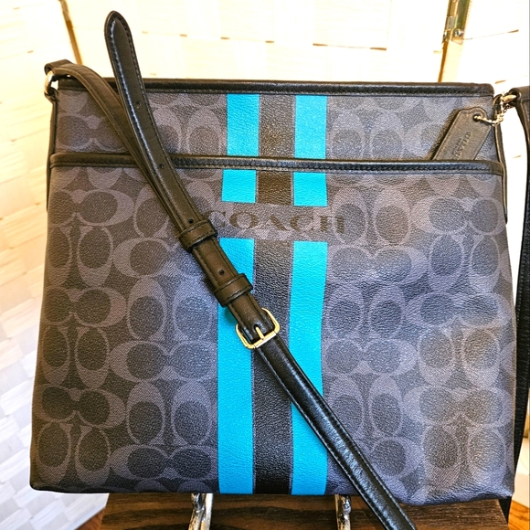 Coach Gray and Blue Crossbody Bag - Picture 1 of 14